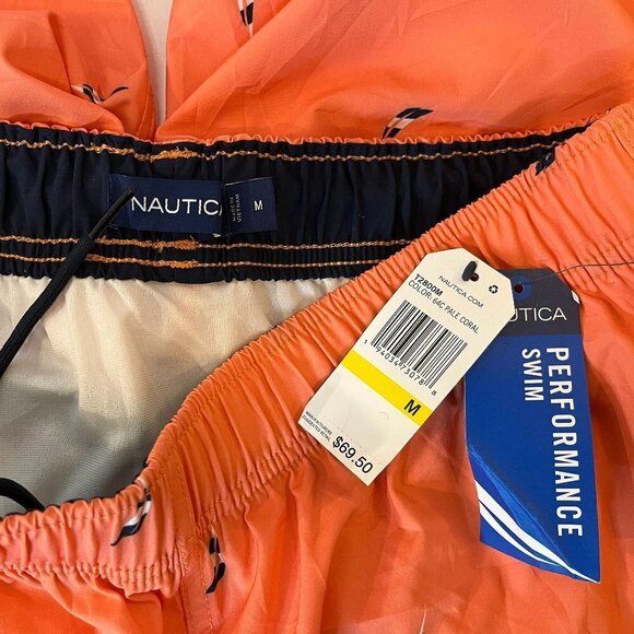 Nautica Men's Pale Coral Sailboat Performance Swim Trunks - Size Medium - NWT - Picture 5 of 5